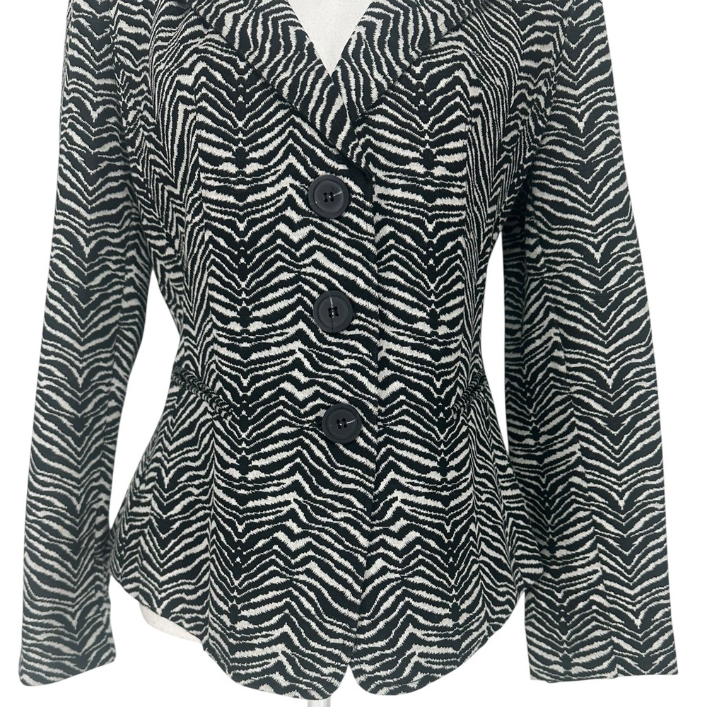 ARMANI COLLEZIONI / Black & White Zebra Strip Sweater Blazer / Size - Picture 4 of 16